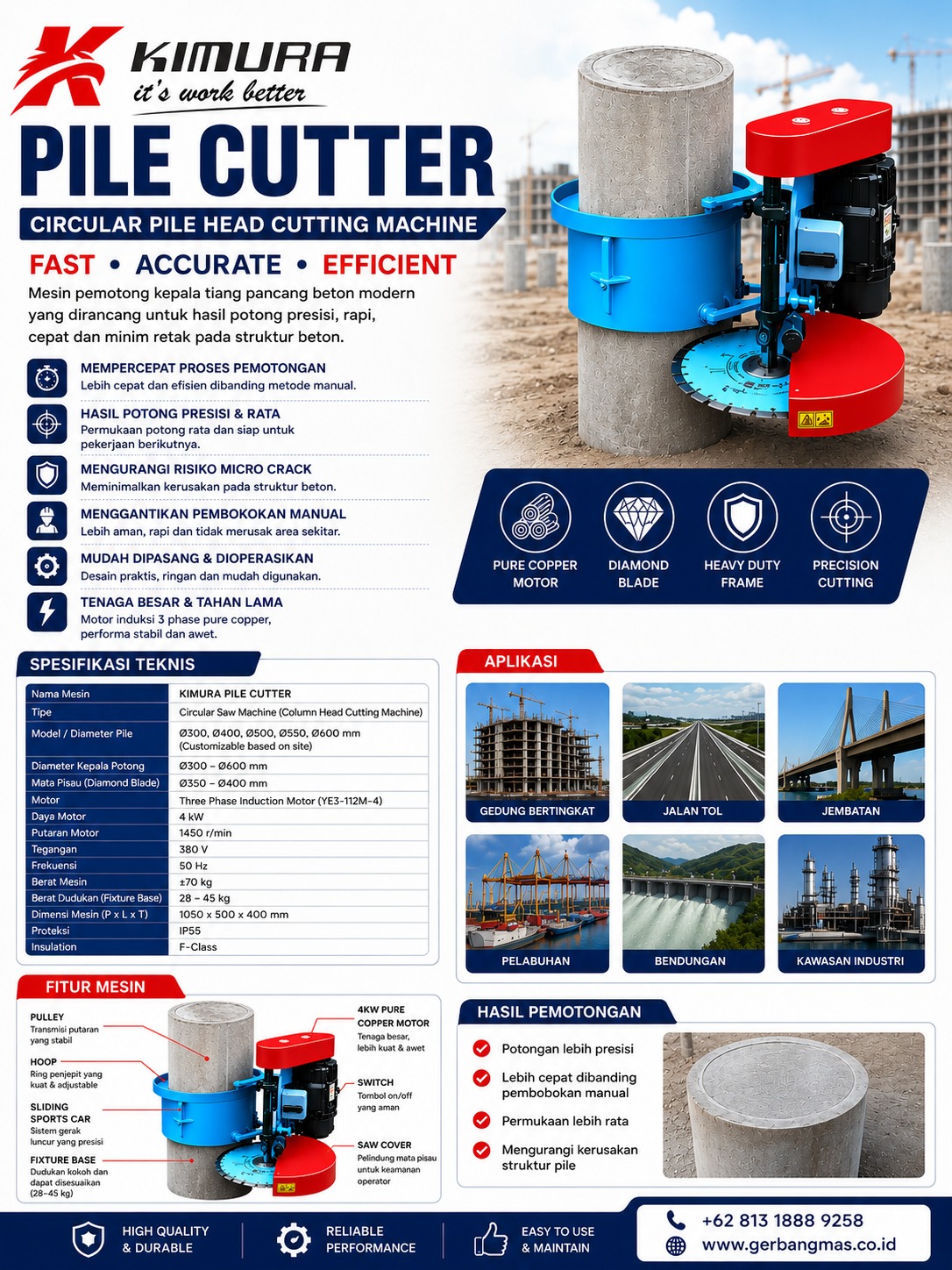 PILE CUTTER - MESIN POTONG TIANG PANCANG - merk KIMURA 